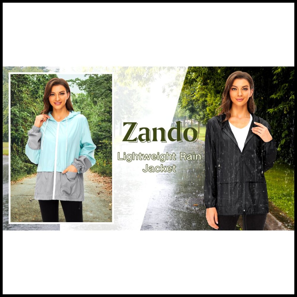 Plus Size Waterproof Rain Jacket Lightweight Pack… - image 7